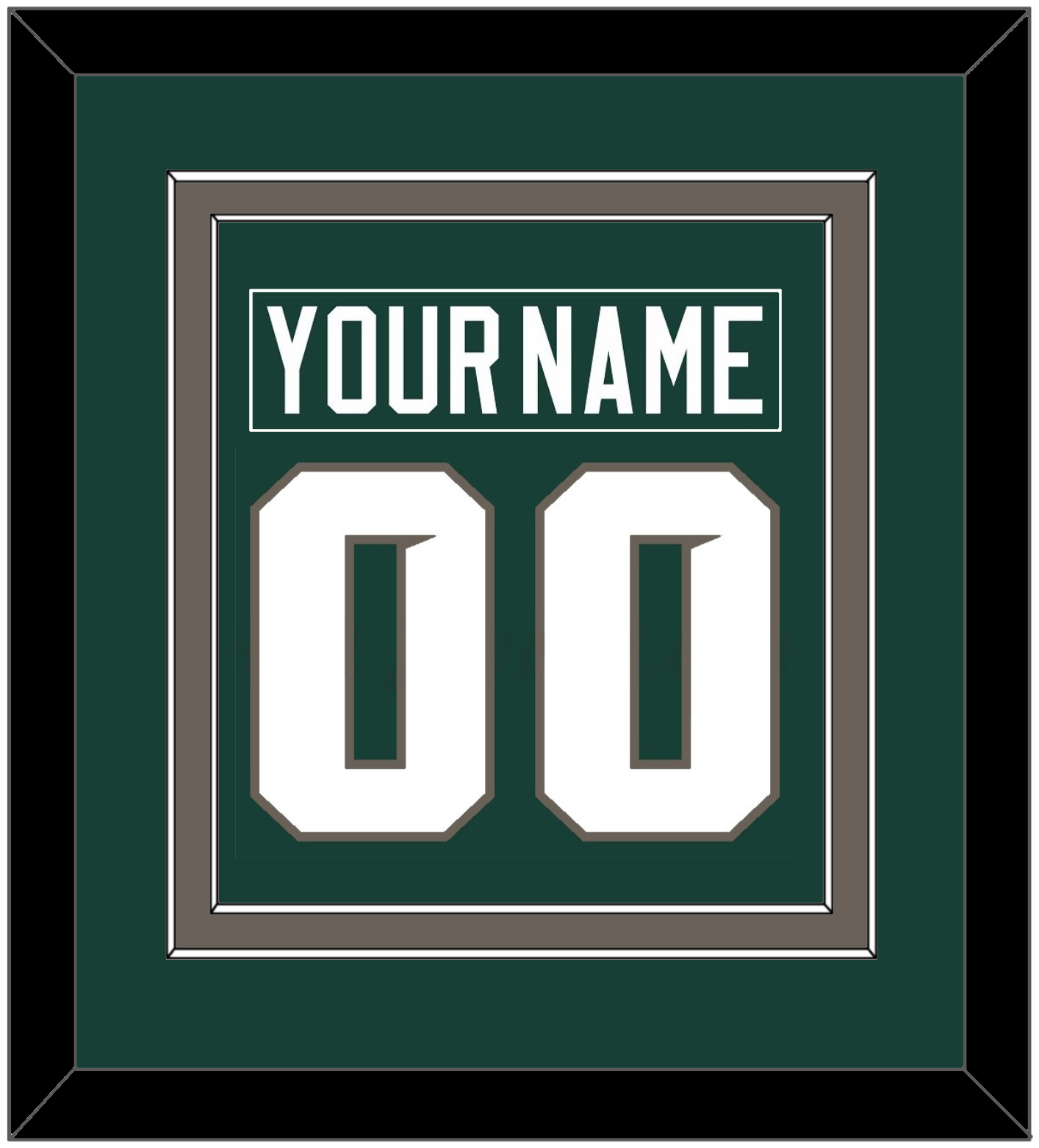 Michigan State Hockey Nameplate & Number (Back) Combined - Road Green (2006-2007) - Signature Tier 2