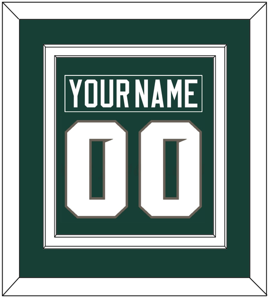 Michigan State Hockey Nameplate & Number (Back) Combined - Road Green (2006-2007) - Signature Tier 3