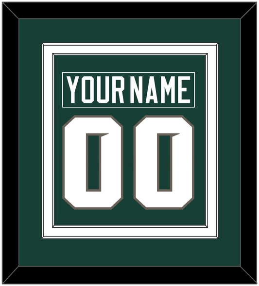 Michigan State Hockey Nameplate & Number (Back) Combined - Road Green (2006-2007) - Signature Tier 3