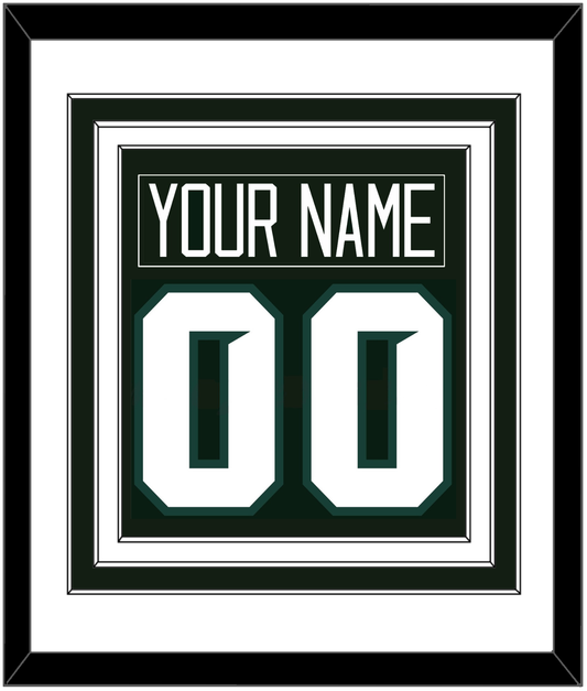 Michigan State Hockey Nameplate & Number (Back) Combined - Road Green - Premier Tier 1