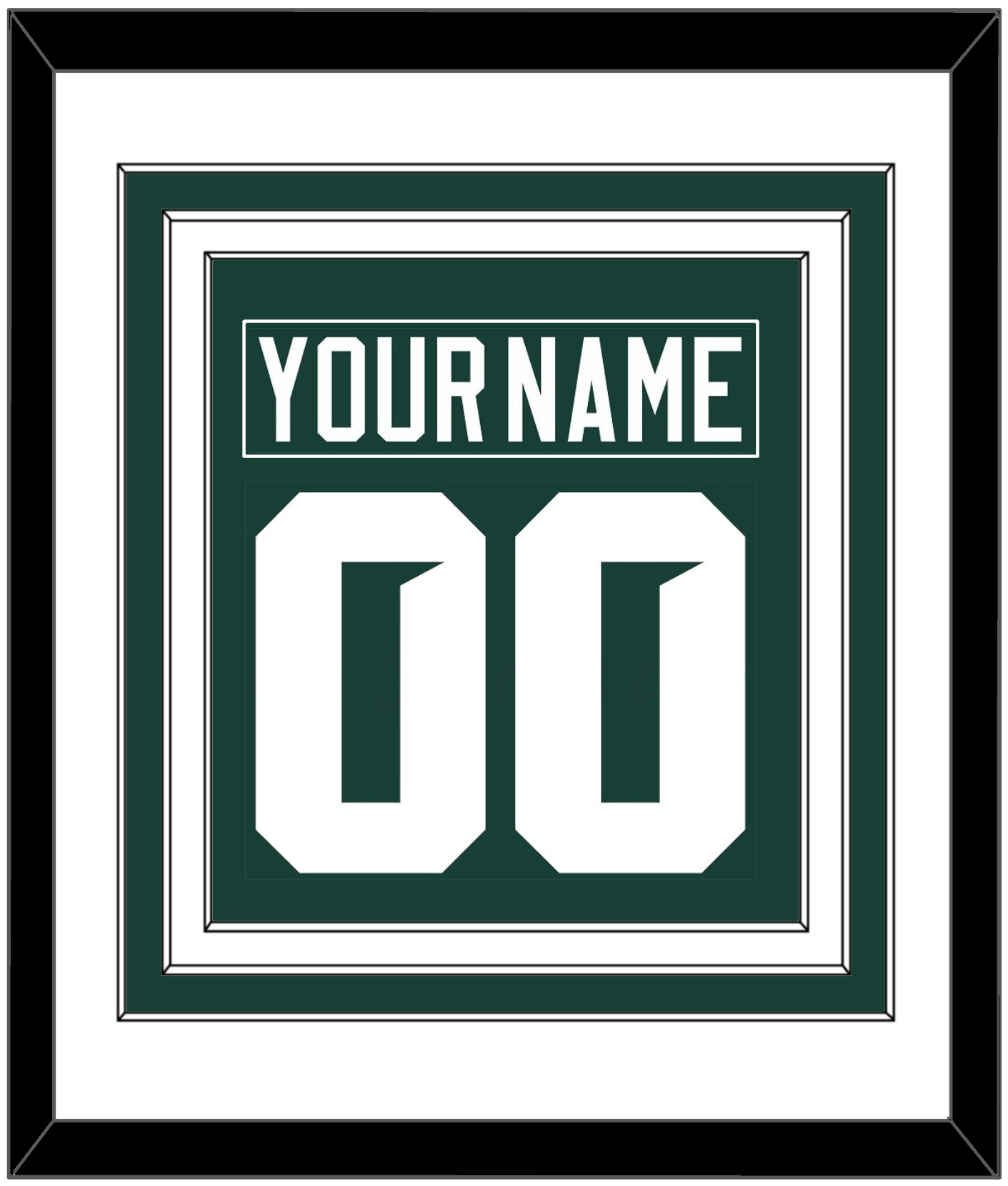 Michigan State Hockey Nameplate & Number (Back) Combined - Road Green (2017-2019) - Premier Tier 1