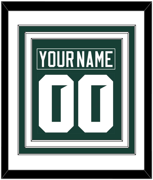 Michigan State Hockey Nameplate & Number (Back) Combined - Road Green (2017-2019) - Premier Tier 1