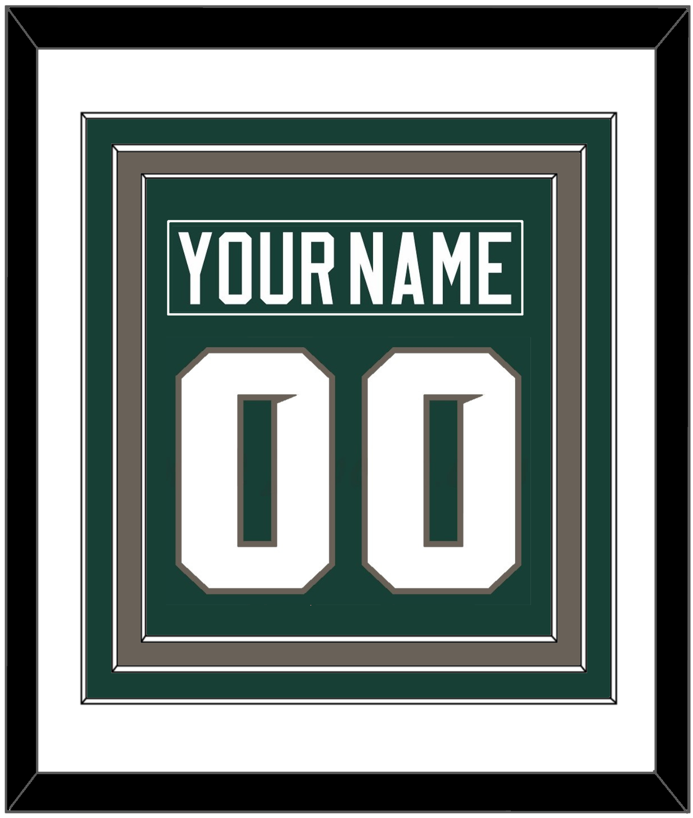 Michigan State Hockey Nameplate & Number (Back) Combined - Road Green (2006-2007) - Premier Tier 1