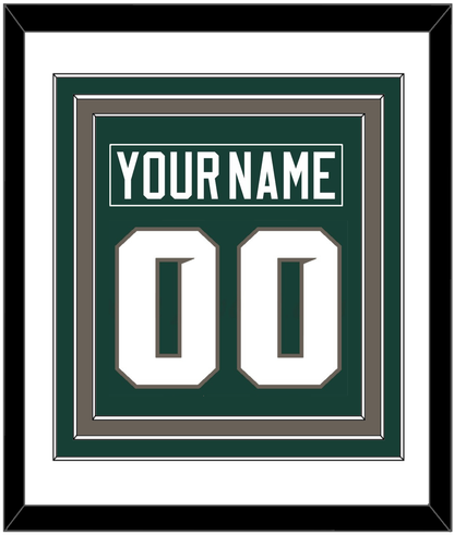 Michigan State Hockey Nameplate & Number (Back) Combined - Road Green (2006-2007) - Premier Tier 1