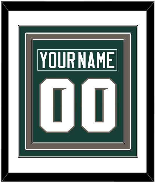 Michigan State Hockey Nameplate & Number (Back) Combined - Road Green (2006-2007) - Premier Tier 1