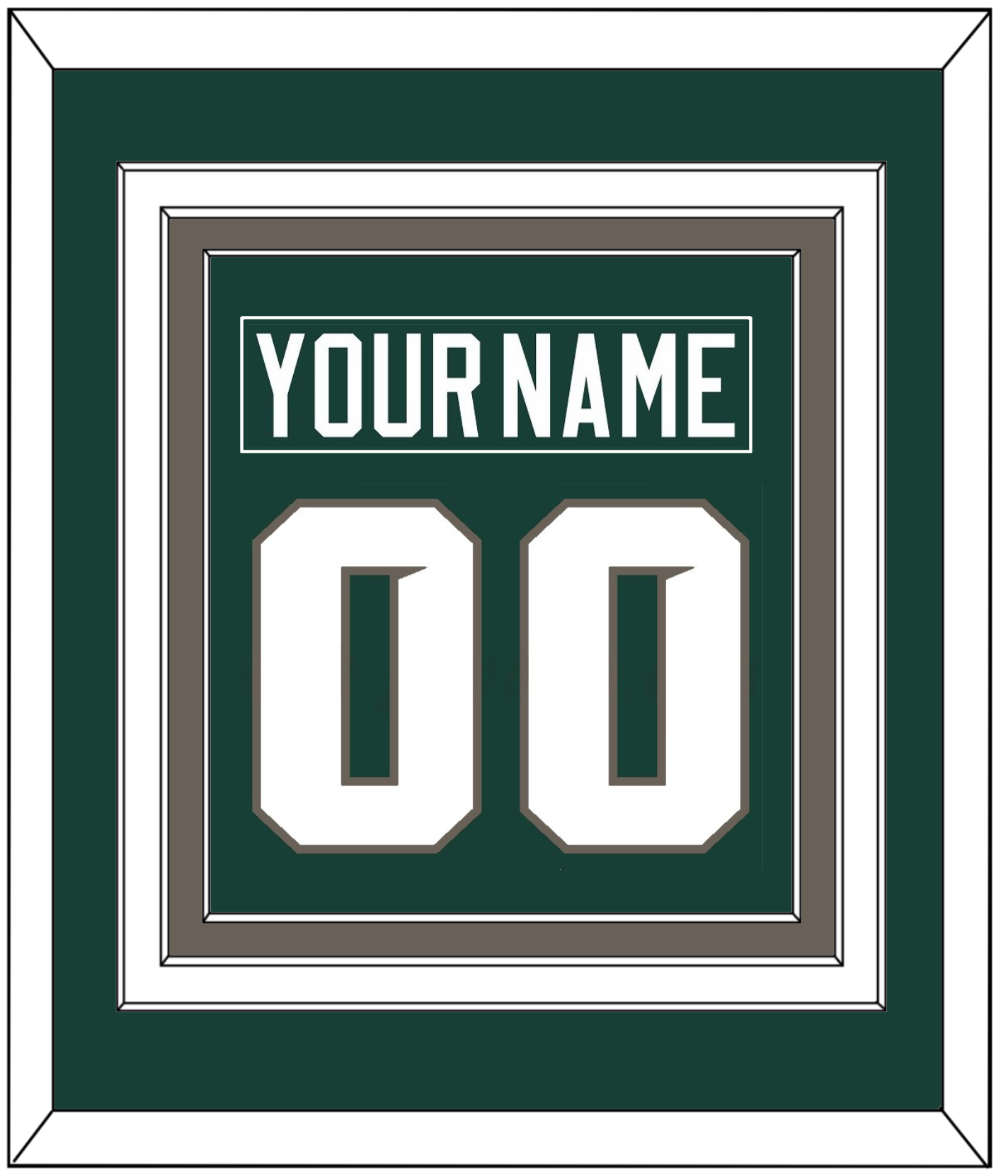 Michigan State Hockey Nameplate & Number (Back) Combined - Road Green (2006-2007) - Premier Tier 2