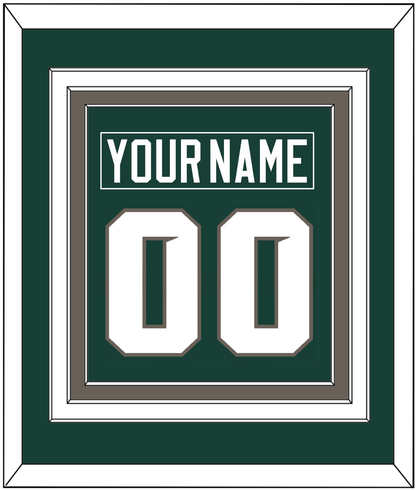 Michigan State Hockey Nameplate & Number (Back) Combined - Road Green (2006-2007) - Premier Tier 2
