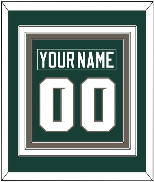 Michigan State Hockey Nameplate & Number (Back) Combined - Road Green (2006-2007) - Premier Tier 2