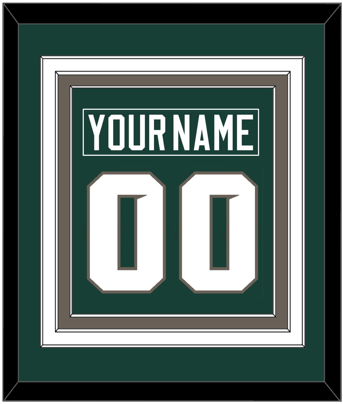 Michigan State Hockey Nameplate & Number (Back) Combined - Road Green (2006-2007) - Premier Tier 2