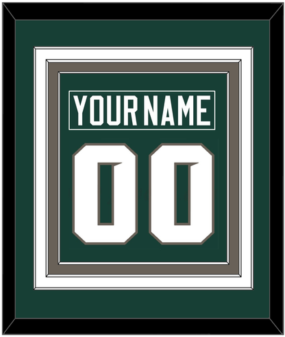 Michigan State Hockey Nameplate & Number (Back) Combined - Road Green (2006-2007) - Premier Tier 2