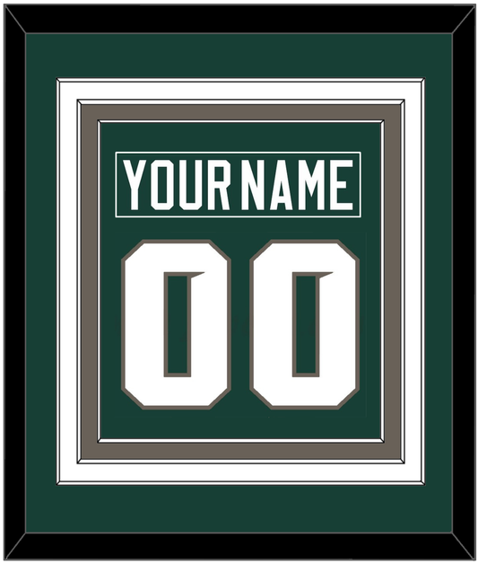 Michigan State Hockey Nameplate & Number (Back) Combined - Road Green (2006-2007) - Premier Tier 2