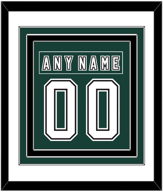 Michigan State Hockey Nameplate & Number (Back) Combined - Alternate Road Green (2006-2007) - Premier Tier 1