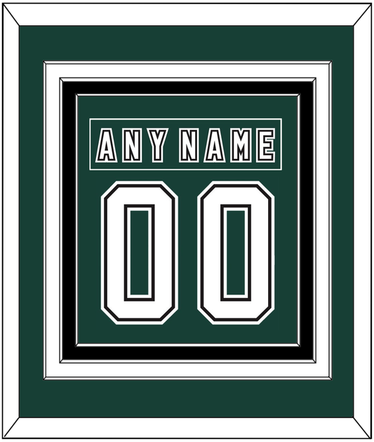 Michigan State Hockey Nameplate & Number (Back) Combined - Alternate Road Green (2006-2007) - Premier Tier 2