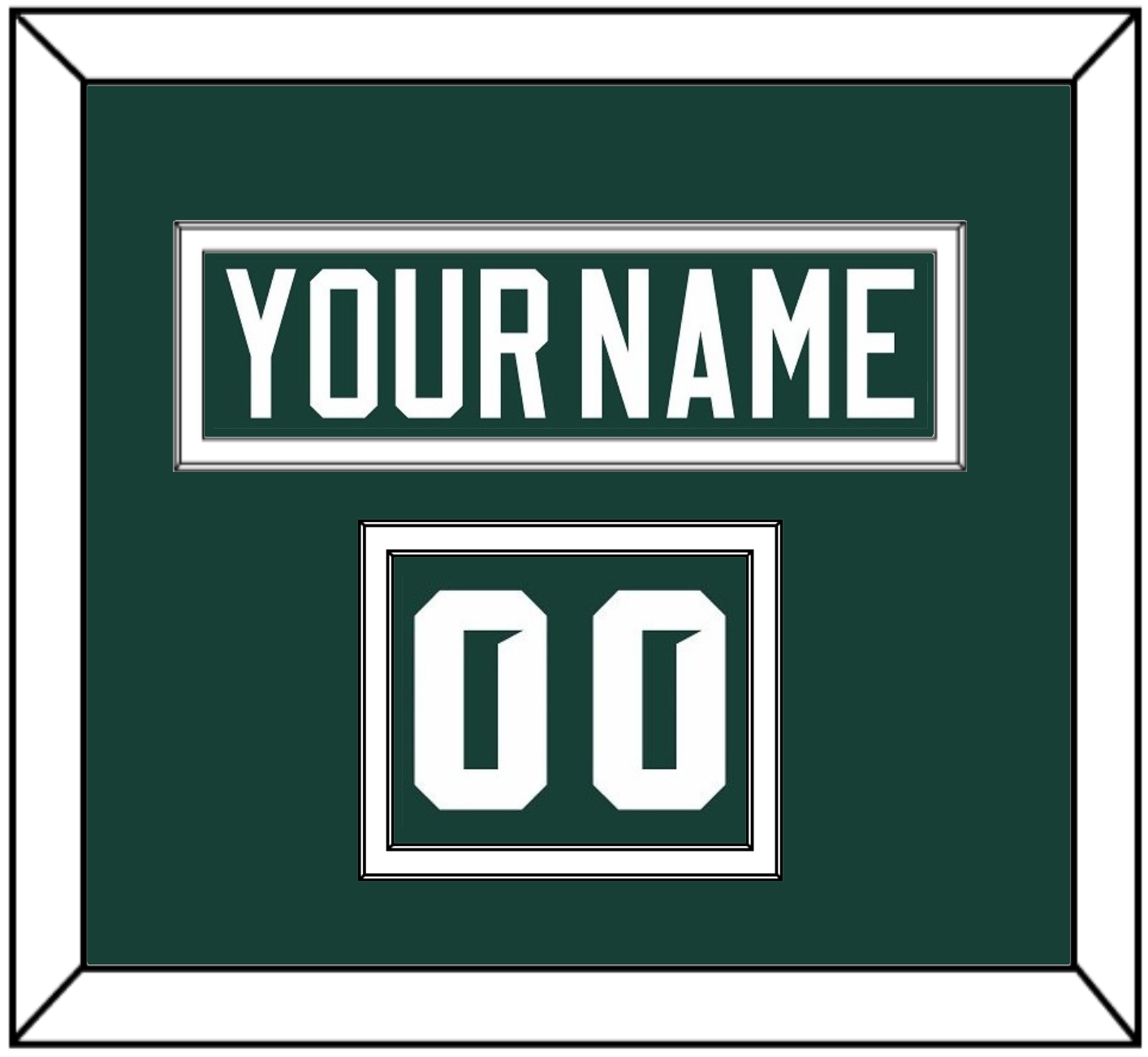 Michigan State Hockey Nameplate & Number (Shoulder) - Road Green (2017-2019) - Signature Tier 1