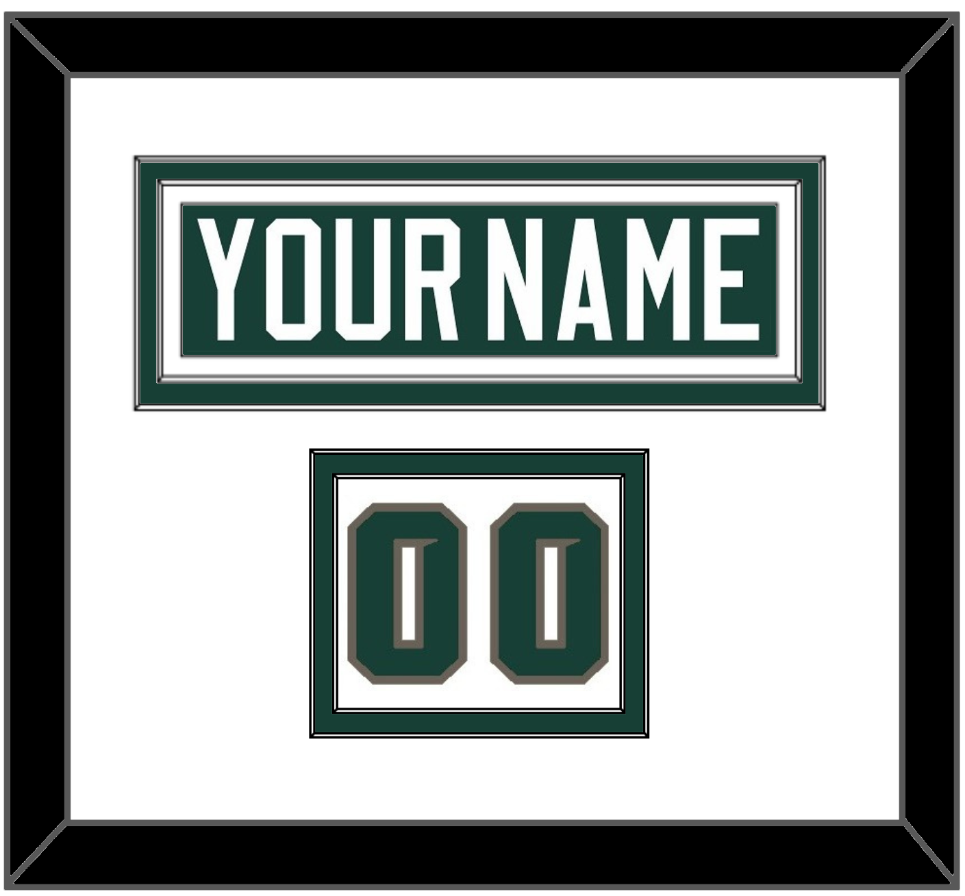 Michigan State Hockey Nameplate & Number (Shoulder) - Road Green (2006-2007) - Signature Tier 1