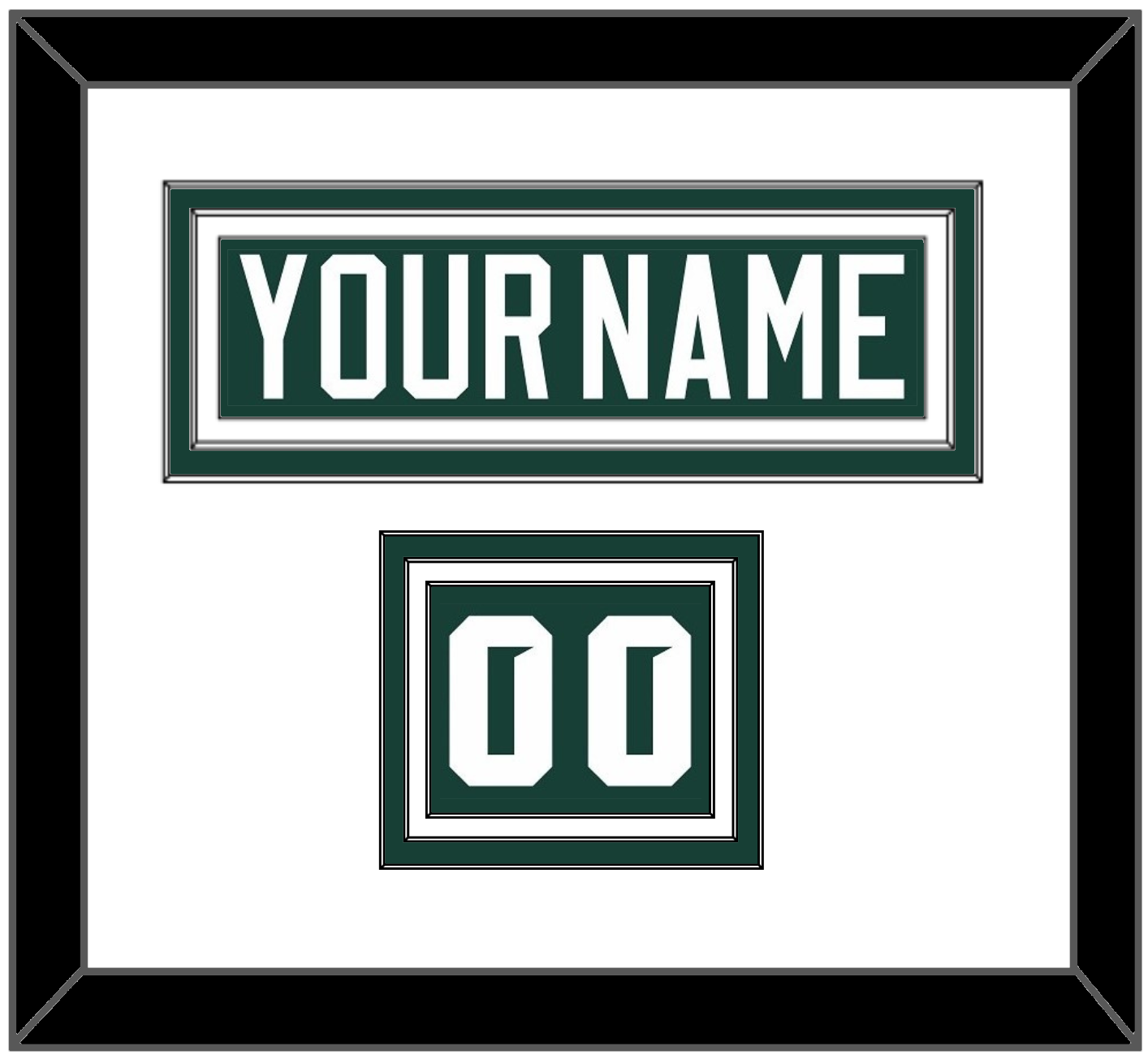 Michigan State Hockey Nameplate & Number (Shoulder) - Road Green (2017-2019) - Premier Tier 1