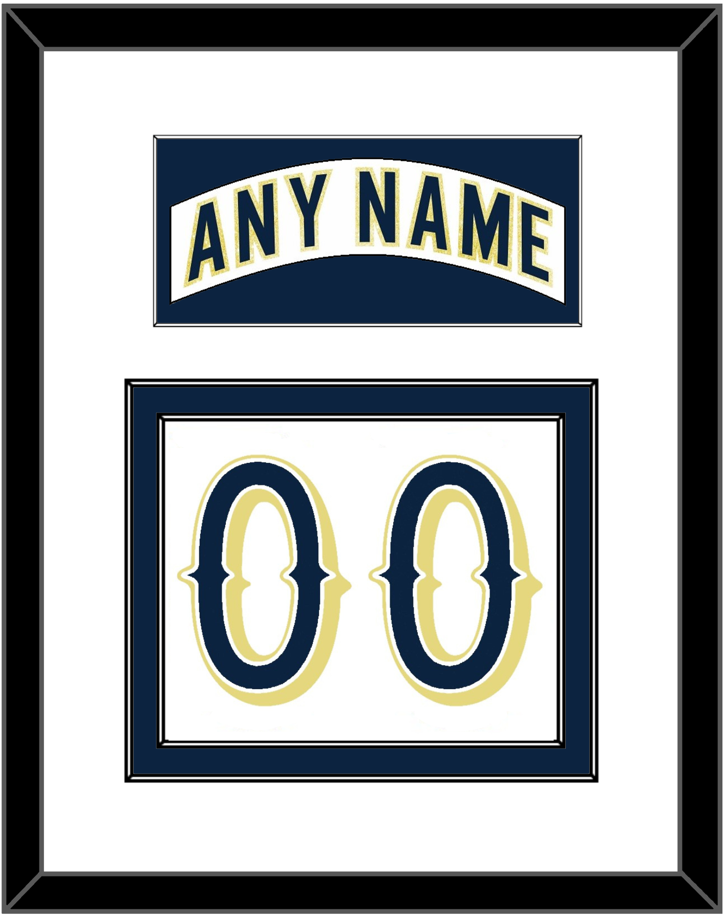 Notre Dame Hockey Nameplate & Number (Back) - Home White - Signature Tier 1