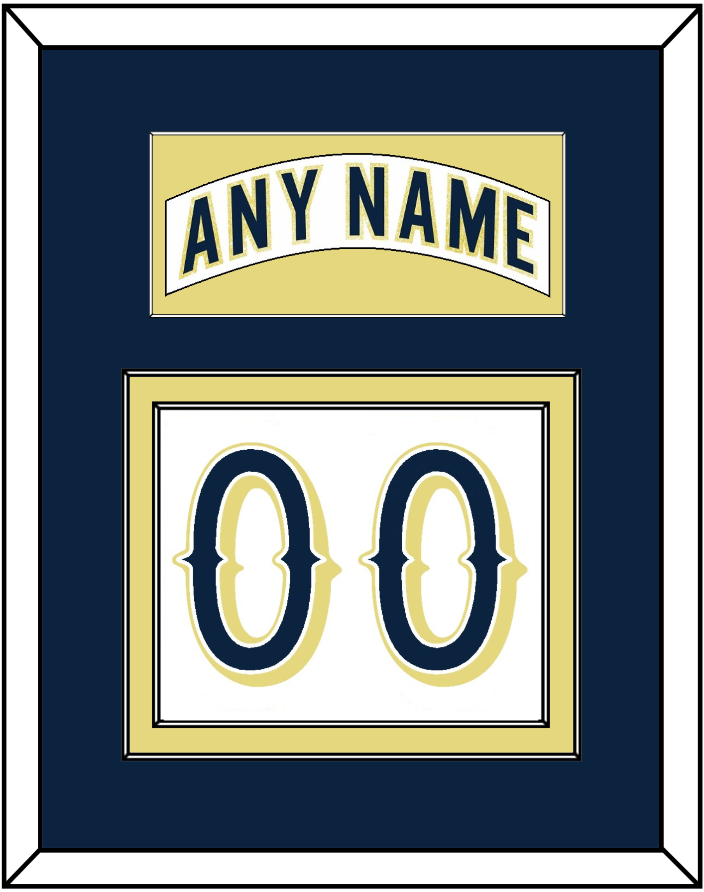 Notre Dame Hockey Nameplate & Number (Back) - Home White - Signature Tier 2