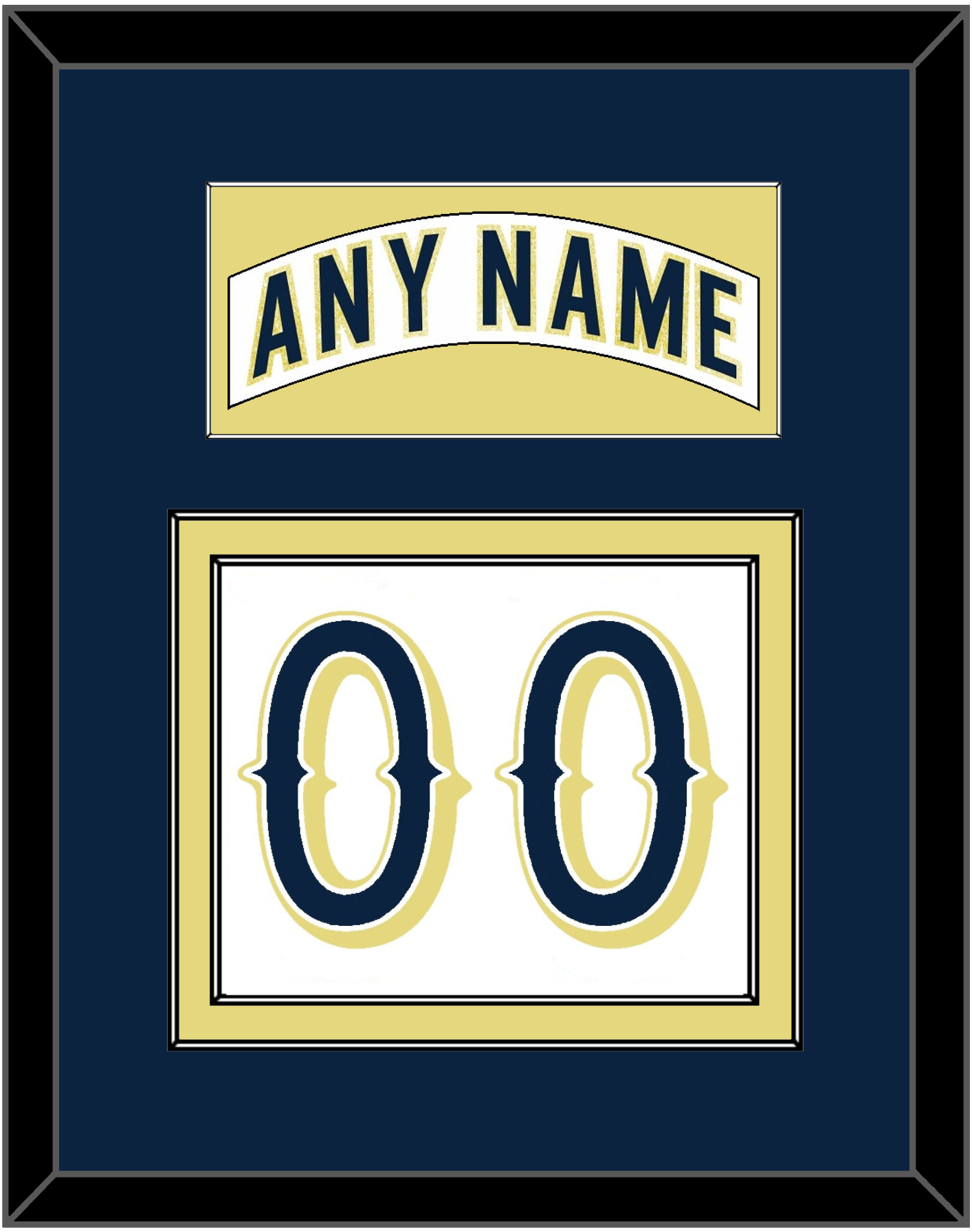 Notre Dame Hockey Nameplate & Number (Back) - Home White - Signature Tier 2