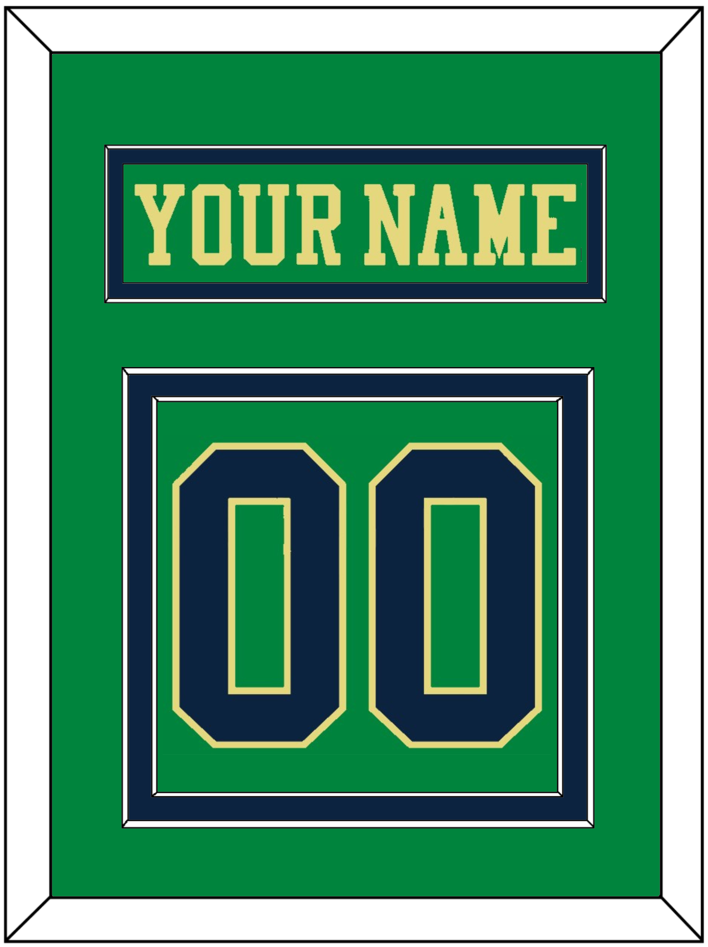 Notre Dame Hockey Nameplate & Number (Back) - Alternate Green (2015) - Signature Tier 2