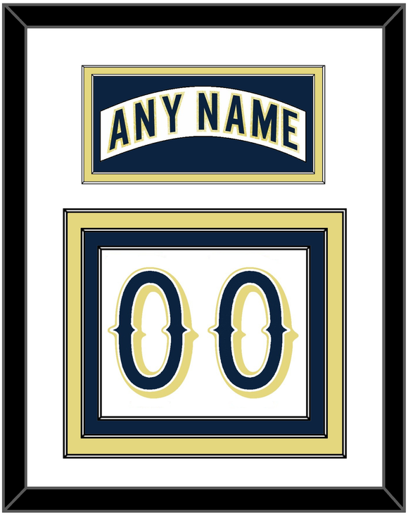 Notre Dame Hockey Nameplate & Number (Back) - Home White - Triple Mat 1