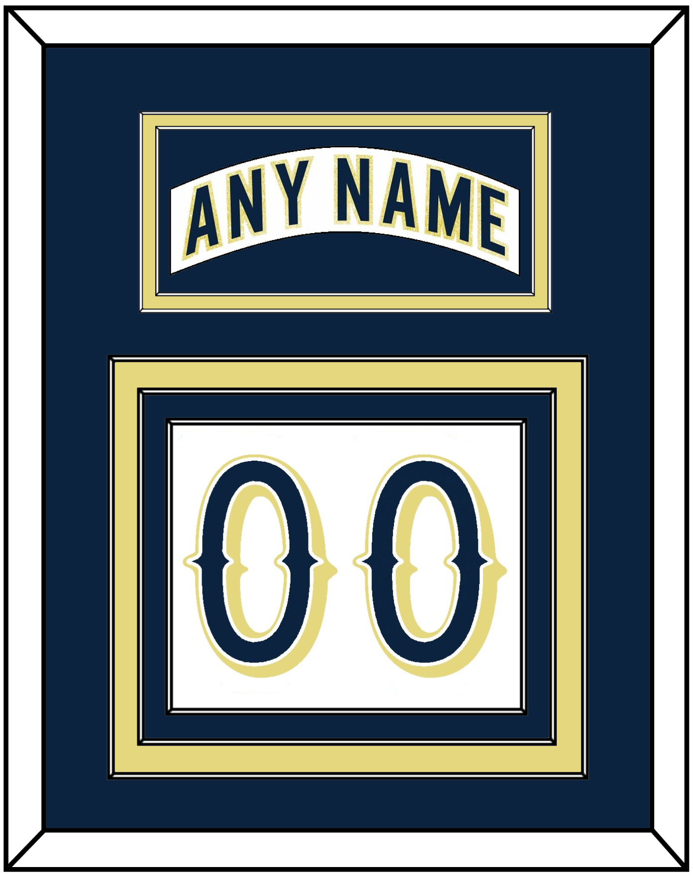 Notre Dame Hockey Nameplate & Number (Back) - Home White - Premier Tier 3