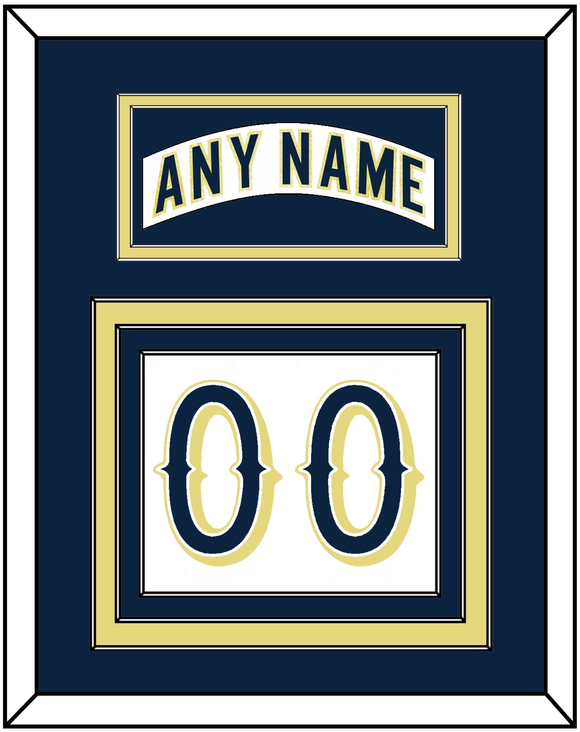 Notre Dame Hockey Nameplate & Number (Back) - Home White - Triple Mat 3