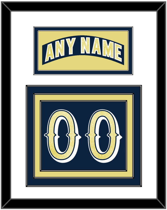 Notre Dame Hockey Nameplate & Number (Back) - Road Blue - Triple Mat 1