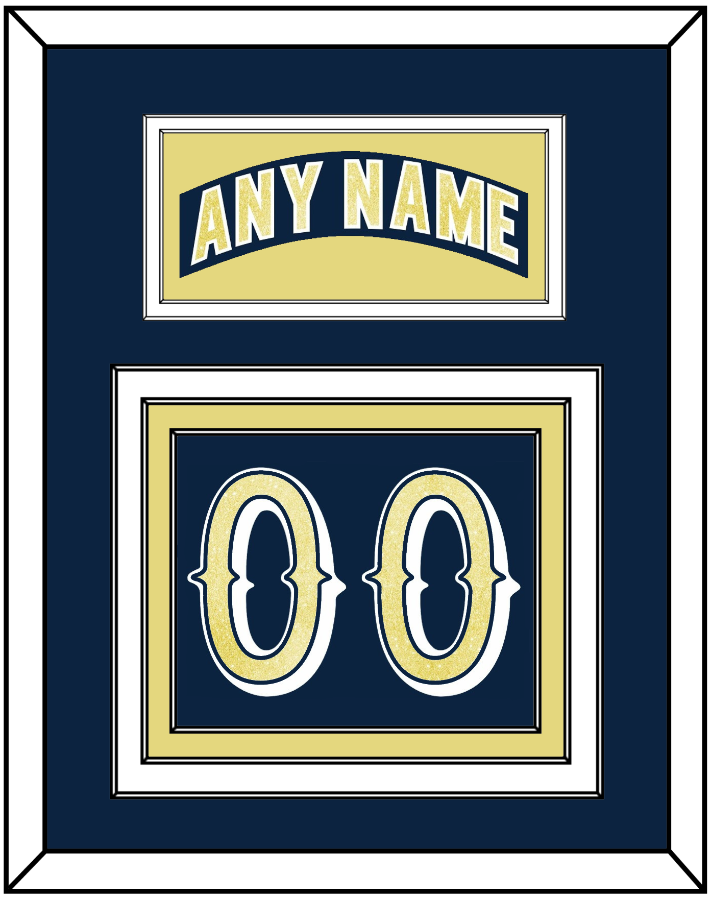 Notre Dame Hockey Nameplate & Number (Back) - Road Blue - Premier Tier 2