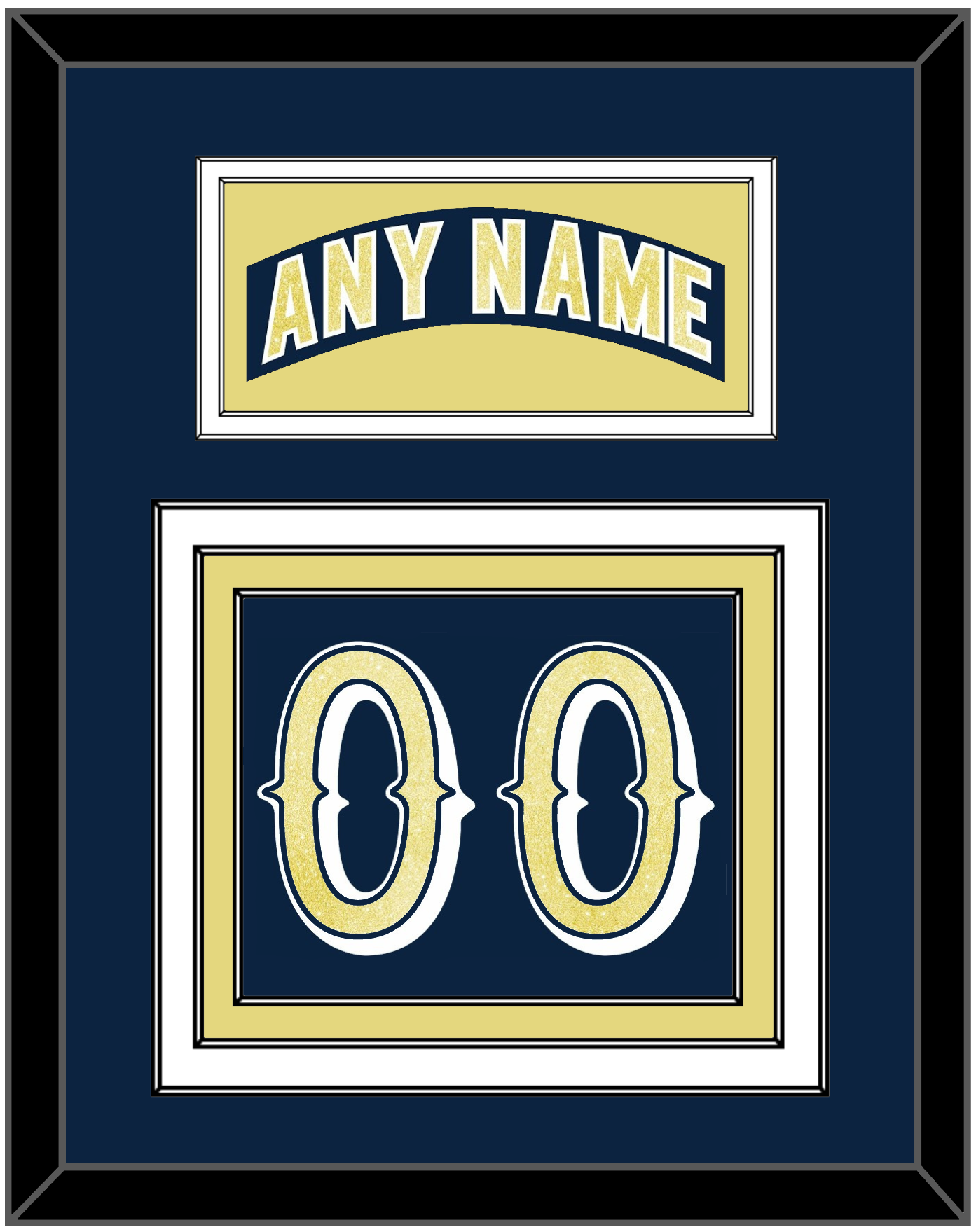 Notre Dame Hockey Nameplate & Number (Back) - Road Blue - Premier Tier 2