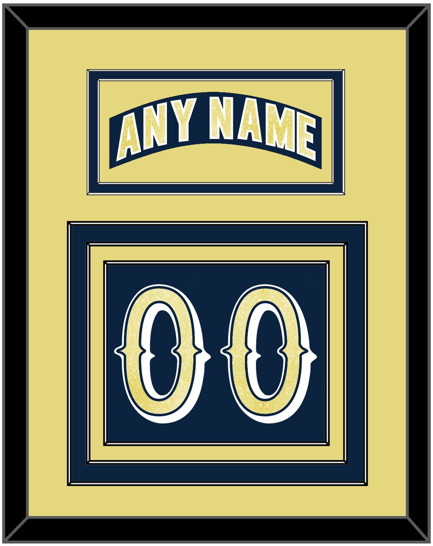 Notre Dame Hockey Nameplate & Number (Back) - Road Blue - Premier Tier 3