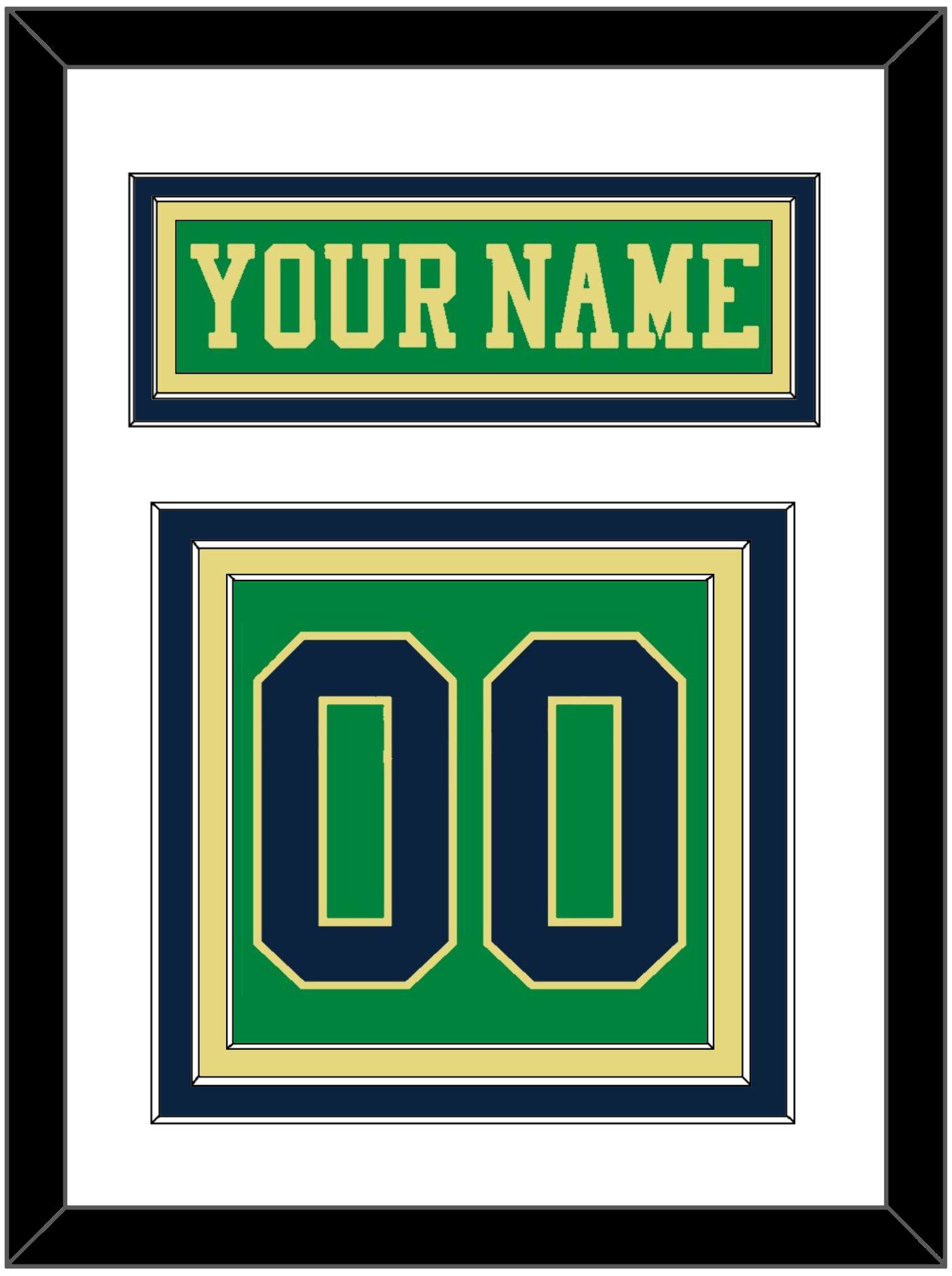 Notre Dame Hockey Nameplate & Number (Back) - Alternate Green (2015) - Premier Tier 1