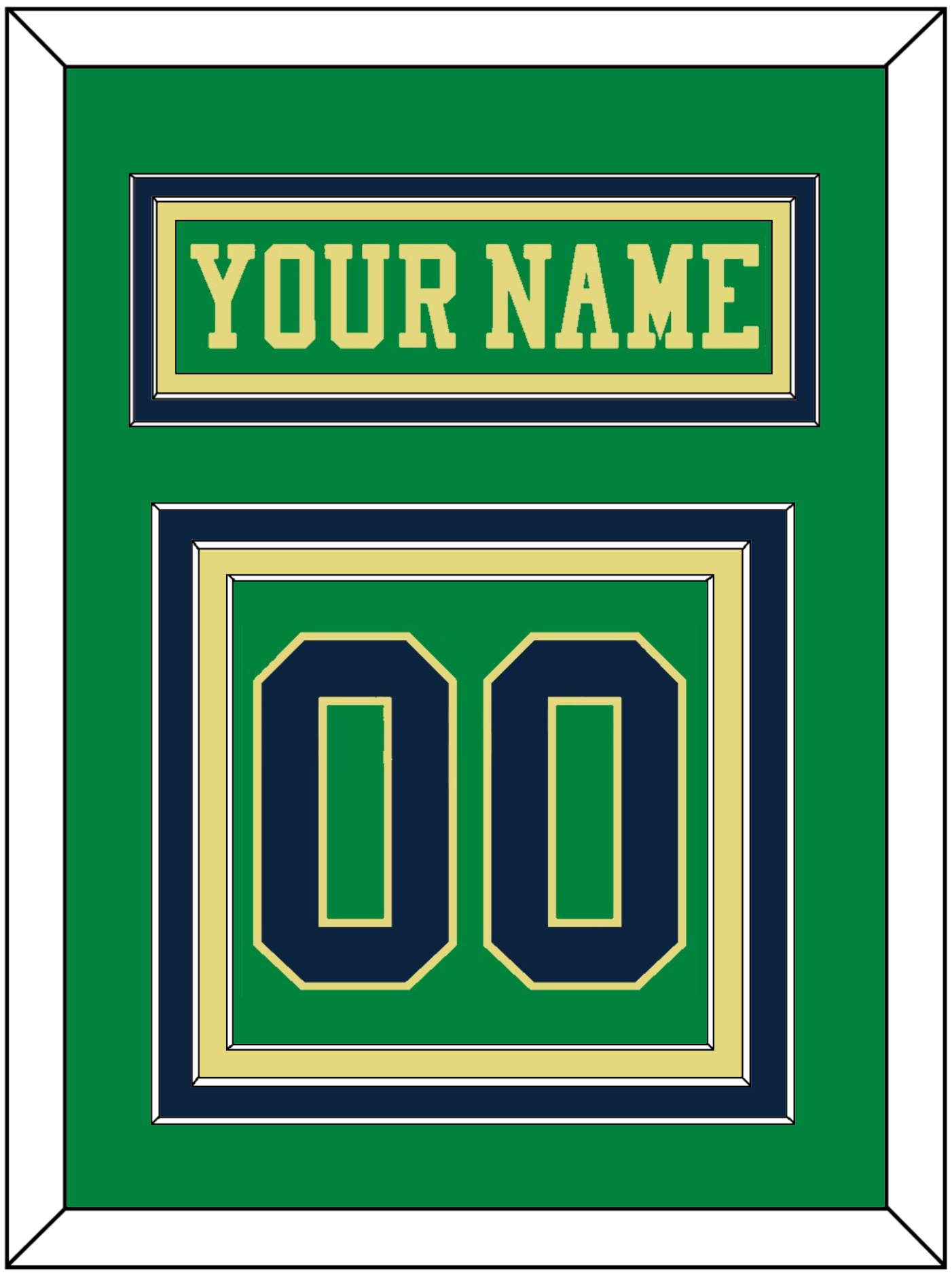 Notre Dame Hockey Nameplate & Number (Back) - Alternate Green (2015) - Premier Tier 2