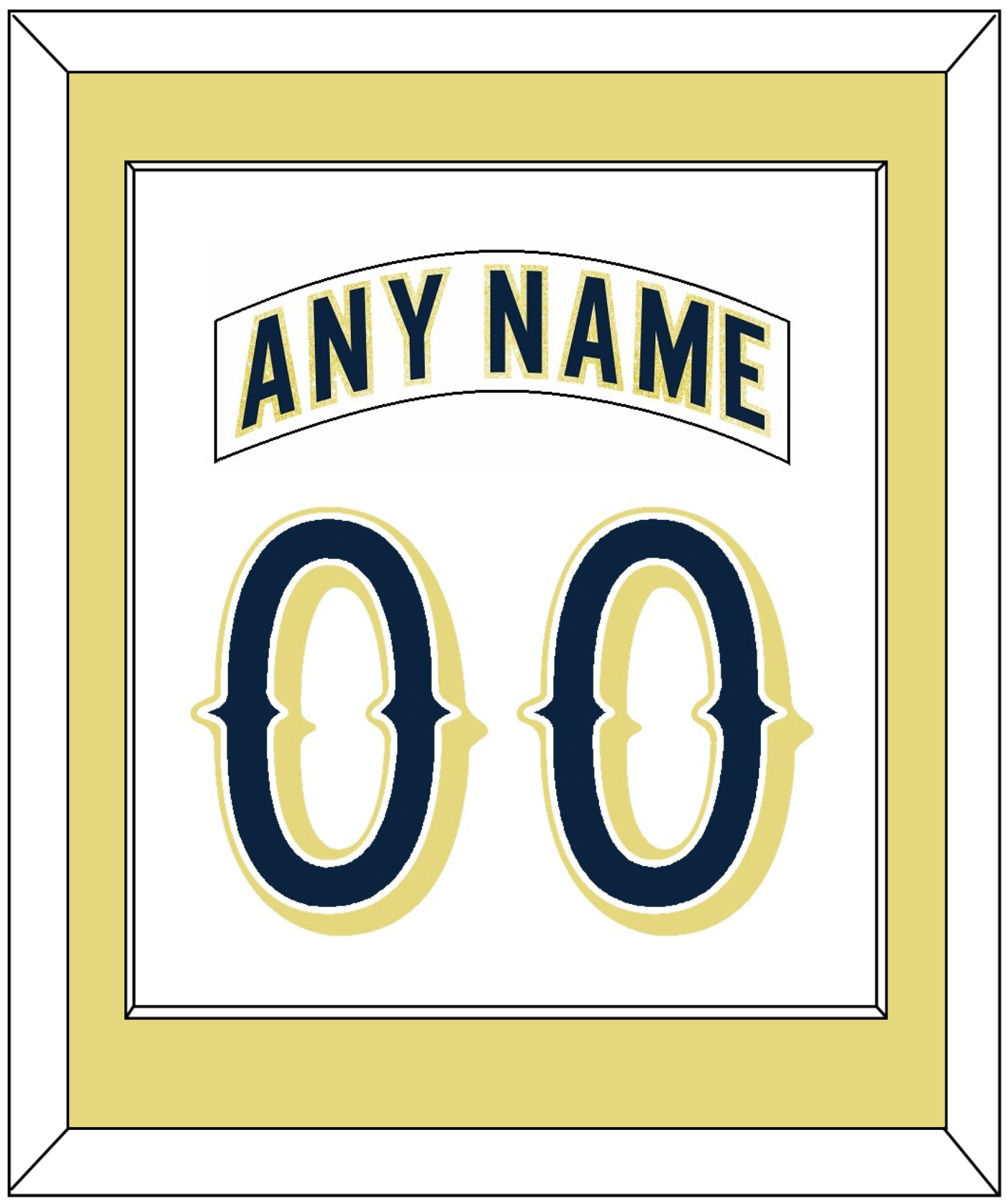 Notre Dame Hockey Nameplate & Number (Back) Combined - Home White - Essential Tier 2
