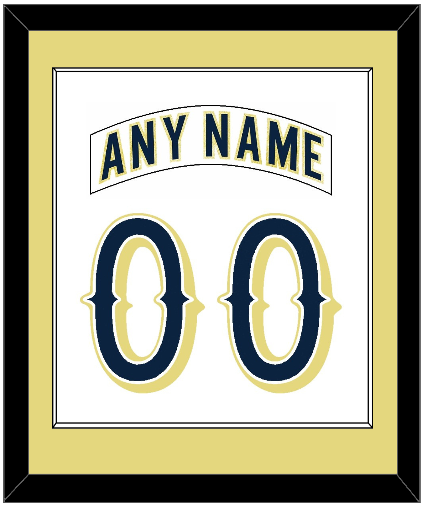 Notre Dame Hockey Nameplate & Number (Back) Combined - Home White - Essential Tier 2
