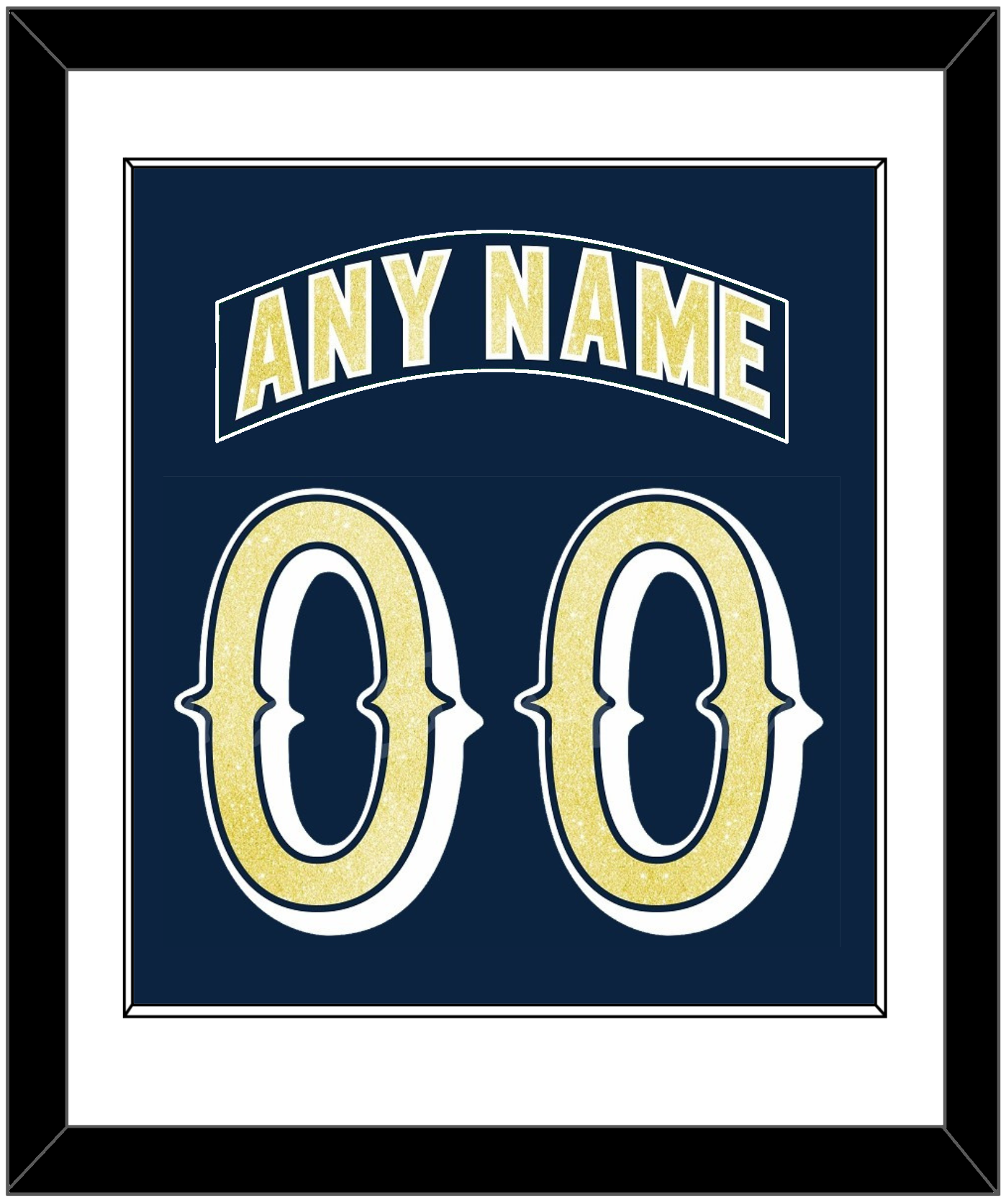 Notre Dame Hockey Nameplate & Number (Back) Combined - Road Blue - Essential Tier 1