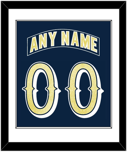 Notre Dame Hockey Nameplate & Number (Back) Combined - Road Blue - Essential Tier 1