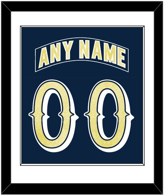 Notre Dame Hockey Nameplate & Number (Back) Combined - Road Blue - Essential Tier 1