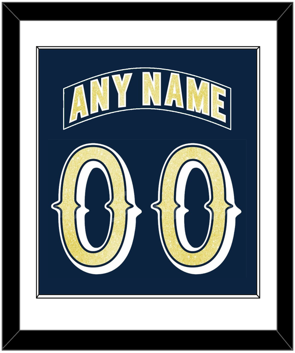 Notre Dame Hockey Nameplate & Number (Back) Combined - Road Blue - Single Mat 1