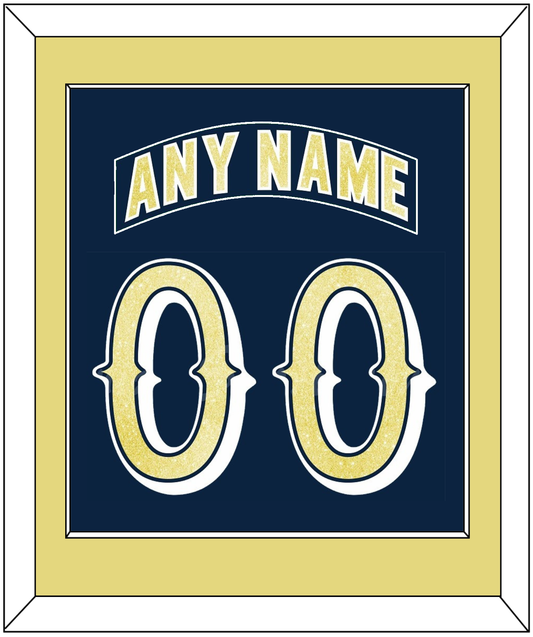 Notre Dame Hockey Nameplate & Number (Back) Combined - Road Blue - Essential Tier 2