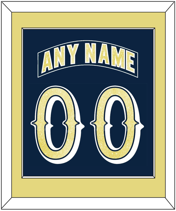 Notre Dame Hockey Nameplate & Number (Back) Combined - Road Blue - Single Mat 2