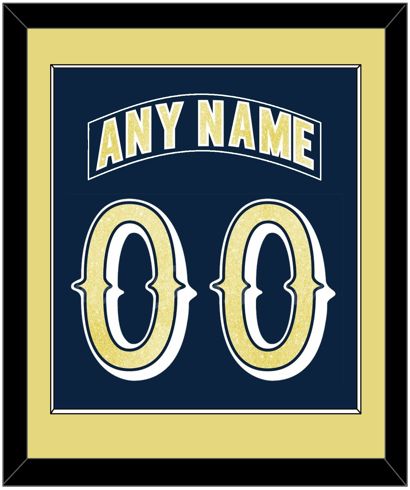 Notre Dame Hockey Nameplate & Number (Back) Combined - Road Blue - Essential Tier 2