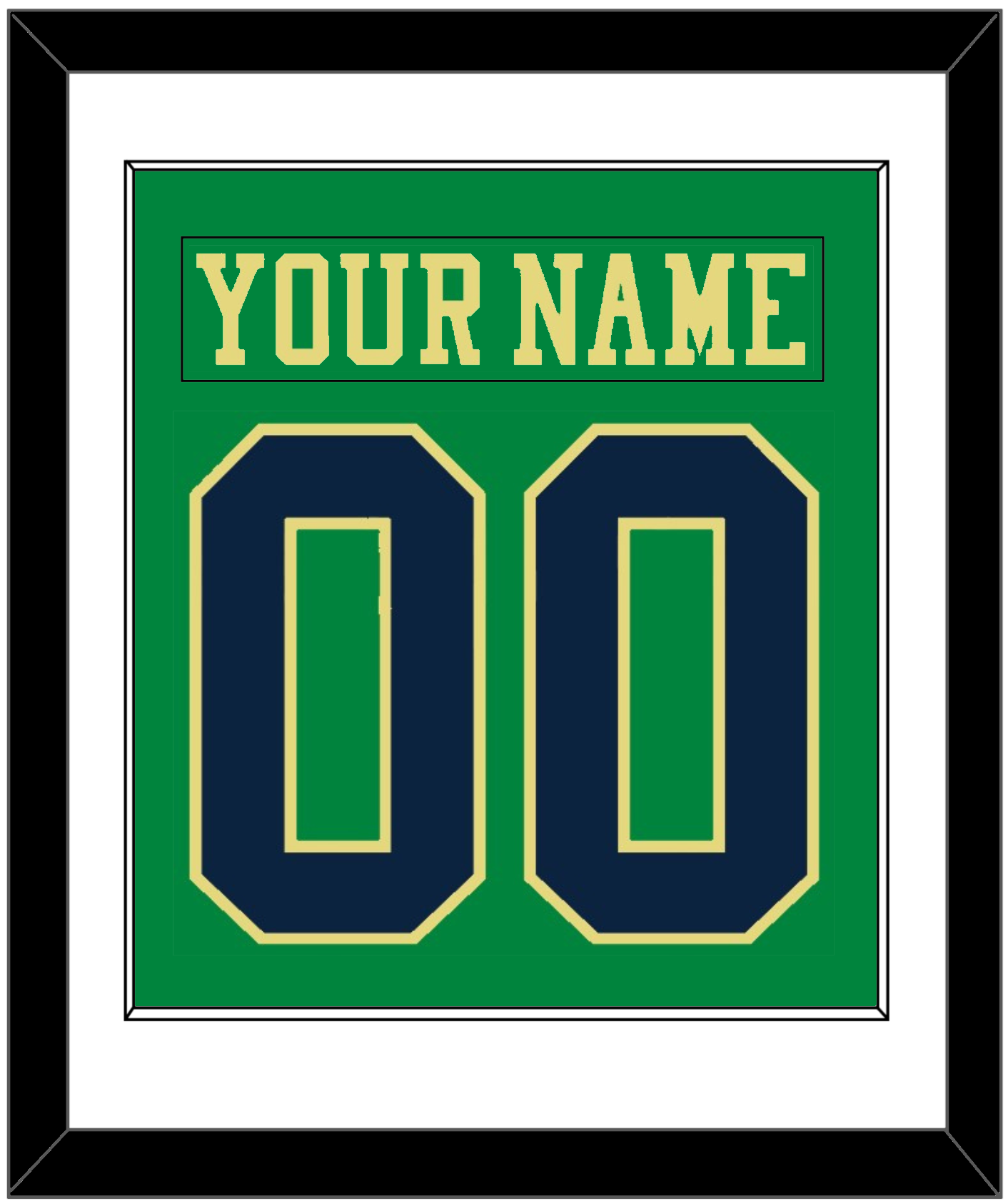 Notre Dame Hockey Nameplate & Number (Back) Combined - Alternate Green (2015) - Essential Tier 1