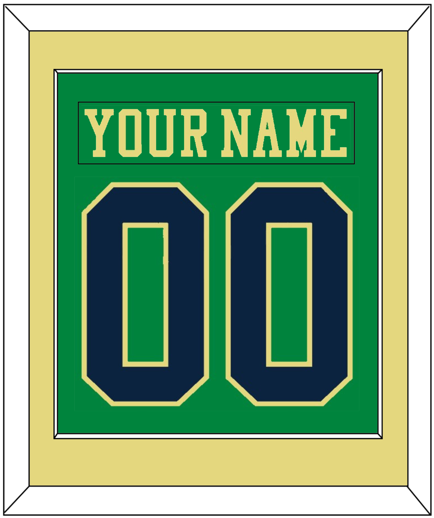 Notre Dame Hockey Nameplate & Number (Back) Combined - Alternate Green (2015) - Essential Tier 3