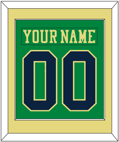 Notre Dame Hockey Nameplate & Number (Back) Combined - Alternate Green (2015) - Essential Tier 3