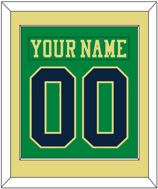 Notre Dame Hockey Nameplate & Number (Back) Combined - Alternate Green (2015) - Essential Tier 3