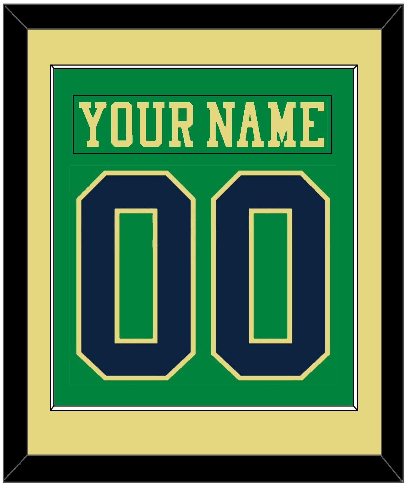 Notre Dame Hockey Nameplate & Number (Back) Combined - Alternate Green (2015) - Essential Tier 3