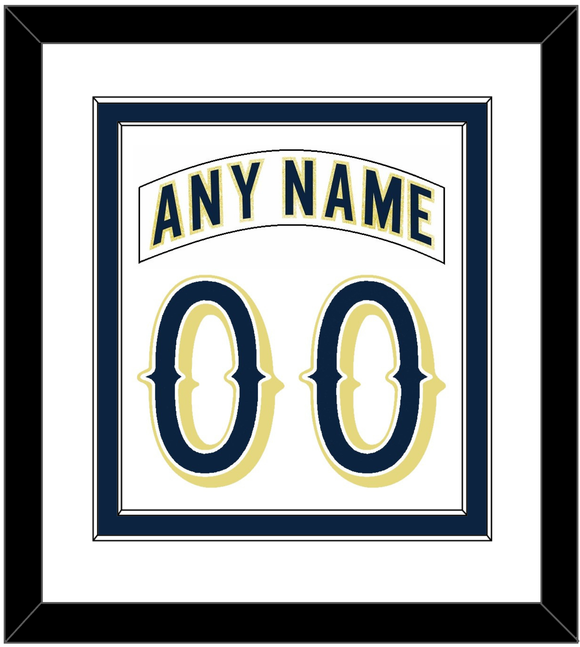 Notre Dame Hockey Nameplate & Number (Back) Combined - Home White - Double Mat 1