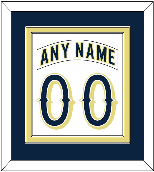 Notre Dame Hockey Nameplate & Number (Back) Combined - Home White - Signature Tier 2