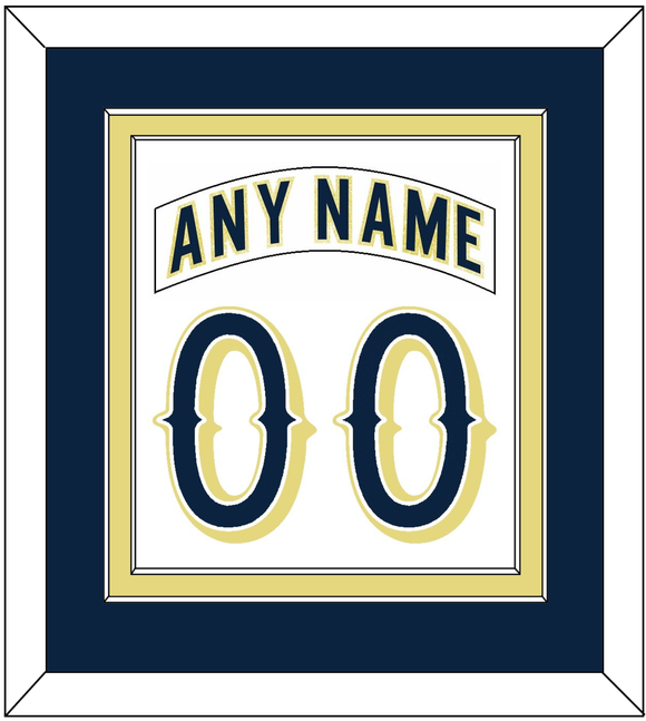 Notre Dame Hockey Nameplate & Number (Back) Combined - Home White - Double Mat 2